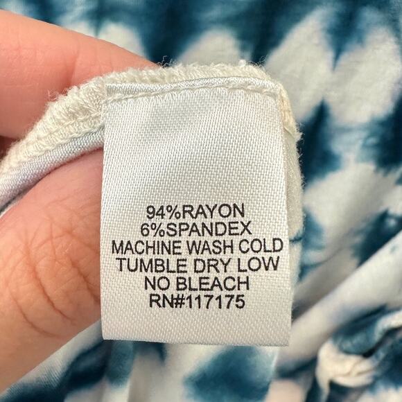 SAINT TROPEZ WEST | Blue White Tie-Dye Knit Waterfall Cardigan | Size Medium - Picture 7 of 7